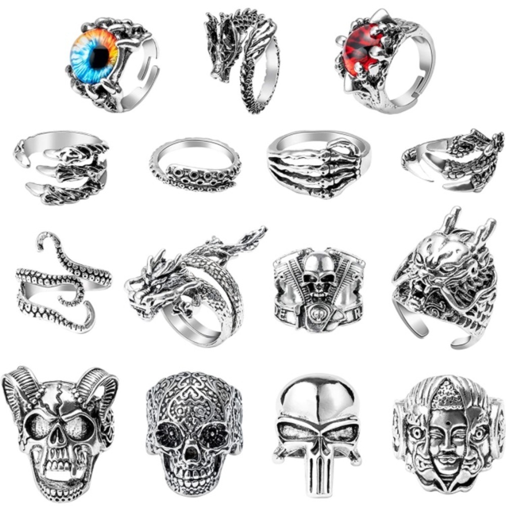 15Pcs Vintage Punk Rings Set